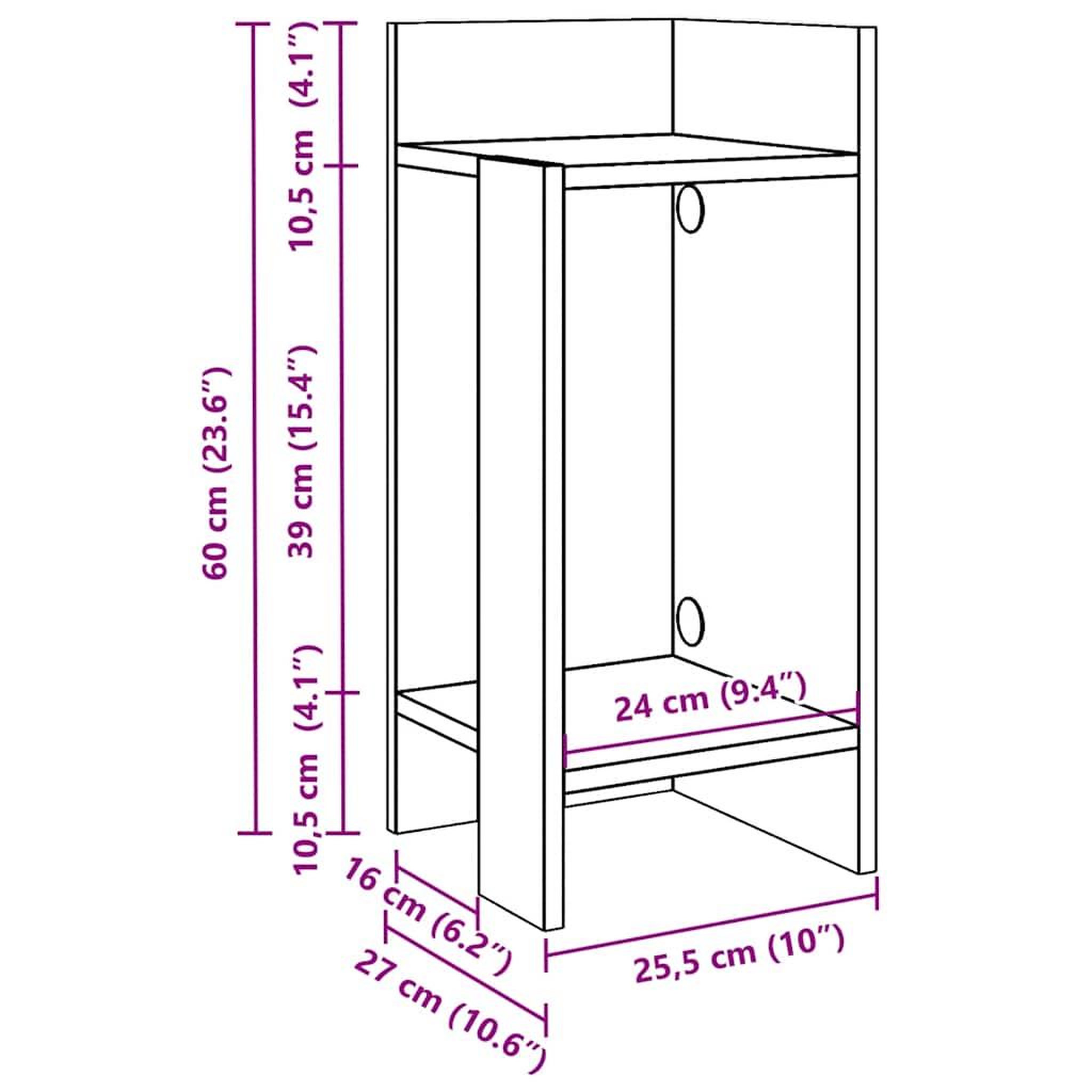 Voir la diapositive 6 : VIDAXL Table d'appoint avec etagere sonoma gris 25,5x27x60 cm