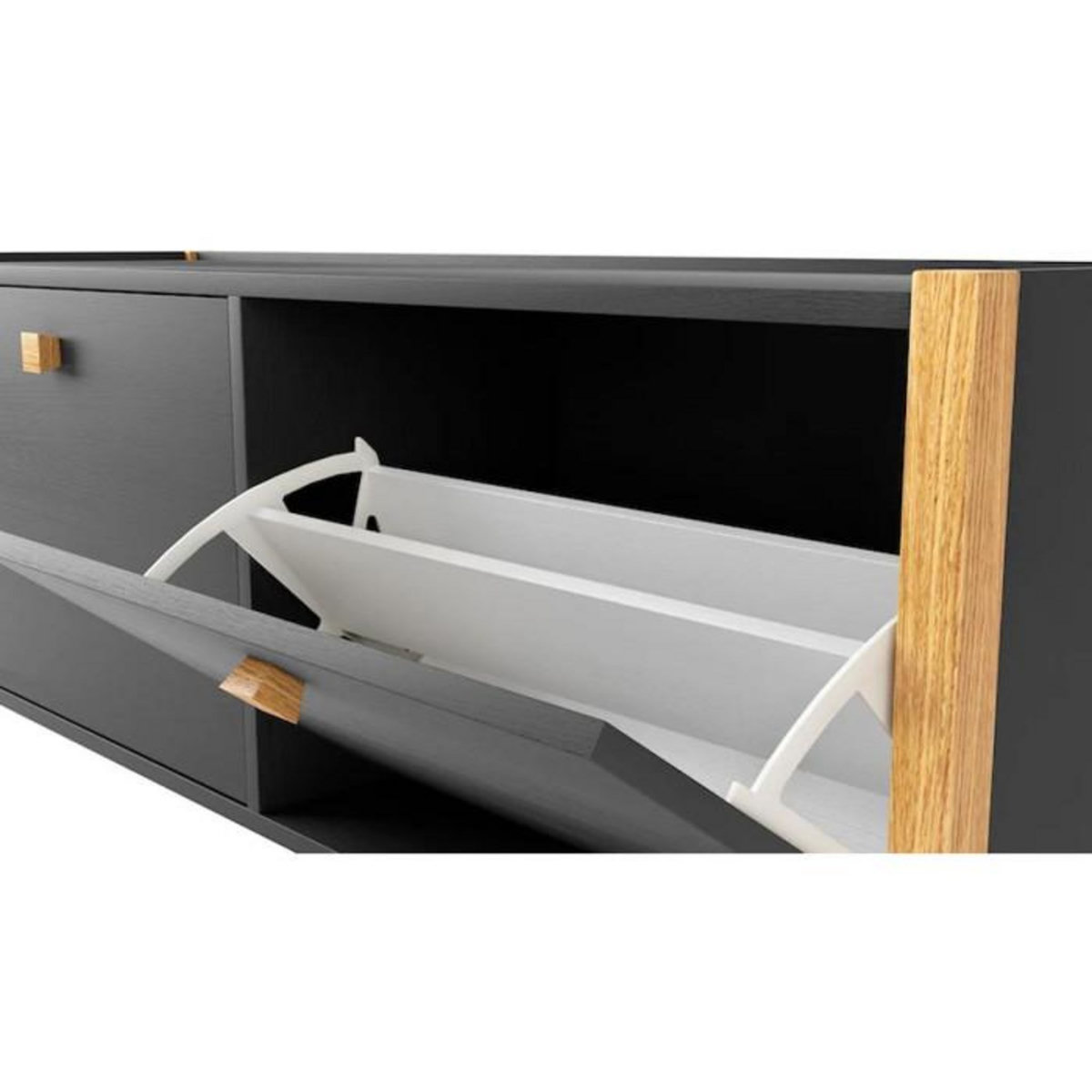 Paris Prix Meuble à Chaussures 2 Compartiments  Hannover  125cm Gris