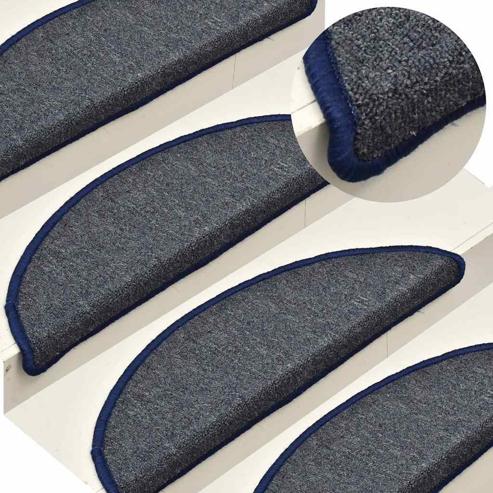 Voir la diapositive 5 : VIDAXL Tapis d'escalier 30 pcs gris fonce et bleu 56x17x3 cm