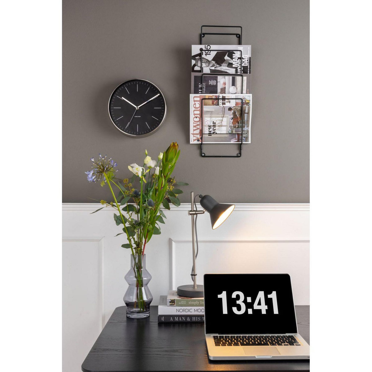 PRESENT TIME Porte-Revues mural élégant en acier