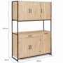 Voir la diapositive 5 : ID MARKET Buffet de cuisine 120 CM DETROIT meuble 6 portes design industriel + tiroir