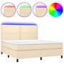 Voir la diapositive 2 : VIDAXL Sommier a lattes de lit et matelas et LED Creme 180x200cm Tissu