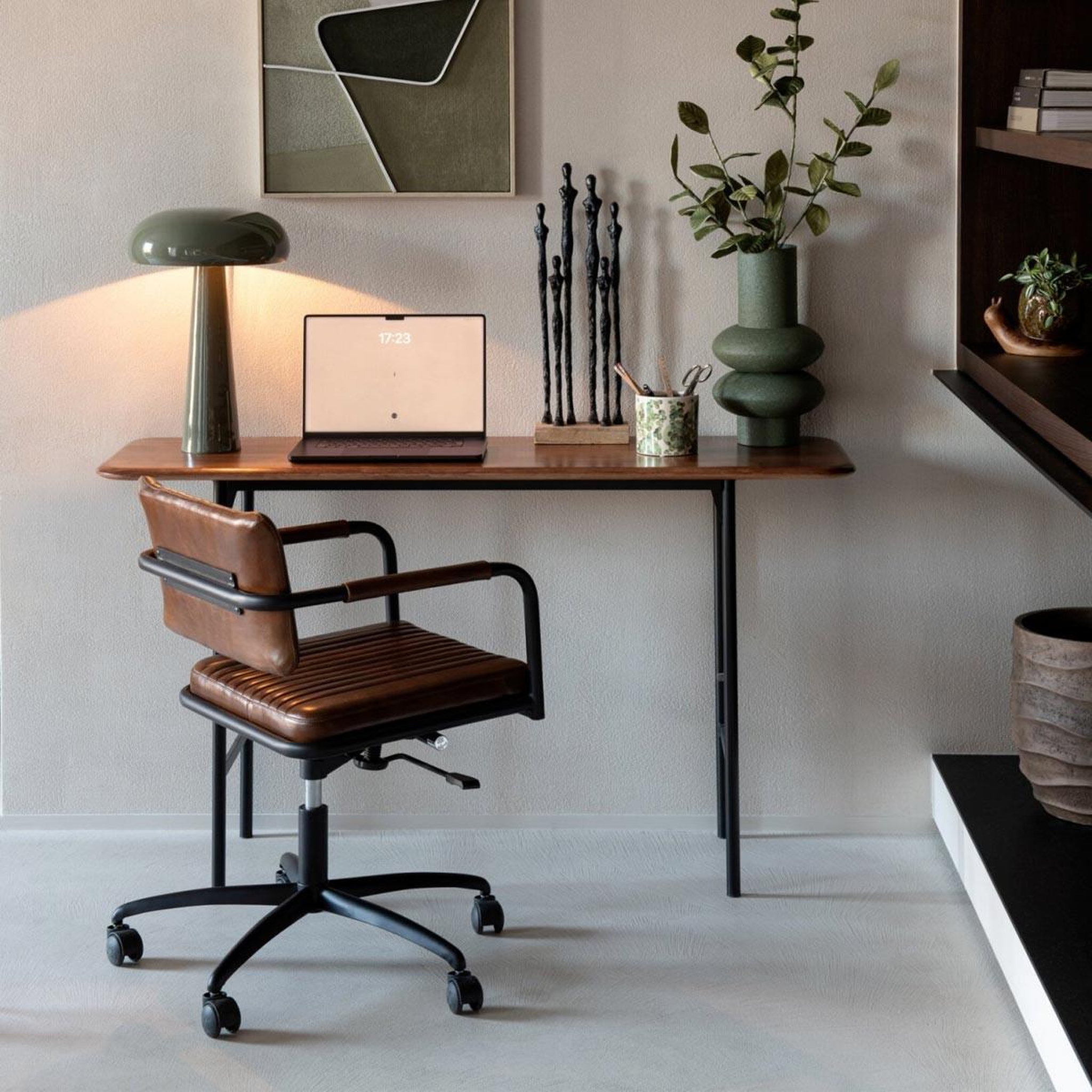 Voir la diapositive 5 : J-LINE Chaise de bureau en cuir  austin  82cm marron