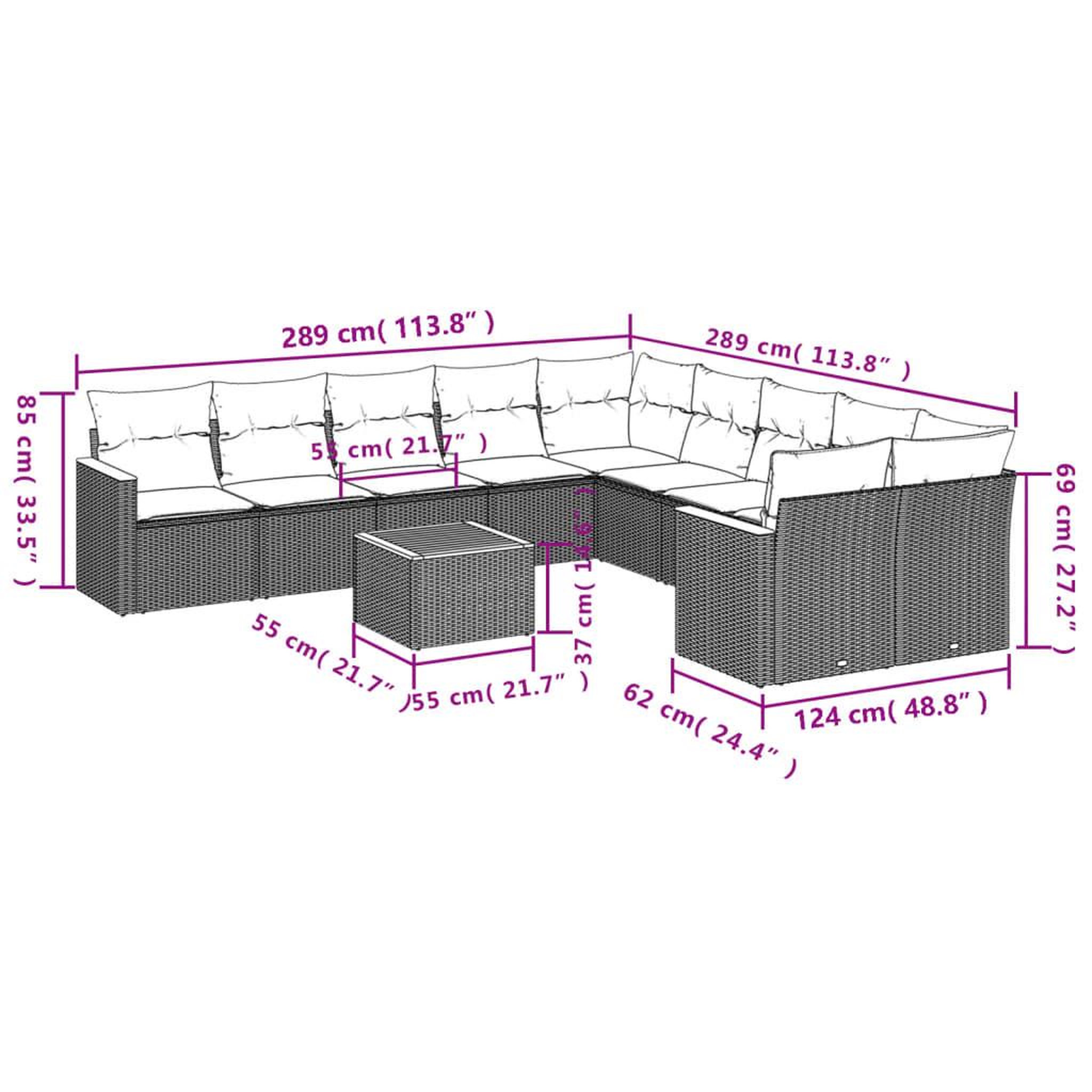 Voir la diapositive 6 : VIDAXL Salon de jardin 11 pcs avec coussins noir resine tressee