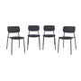 Voir la diapositive 1 : SWEEEK Lot de 4 chaises de jardin empilables acier et plastique anthracite - Liva