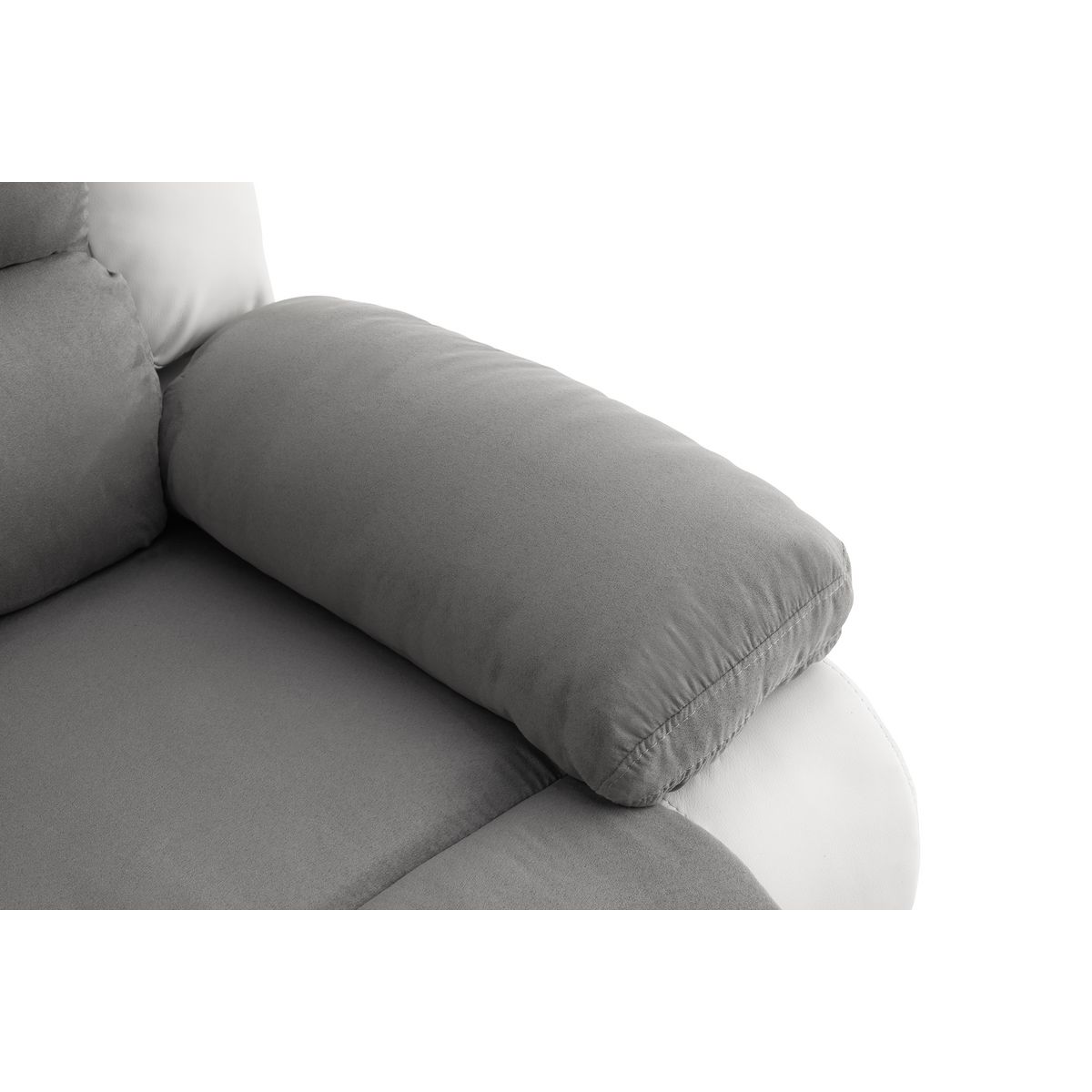 Fauteuil relax électrique pu blanc + tissu gris HELENA