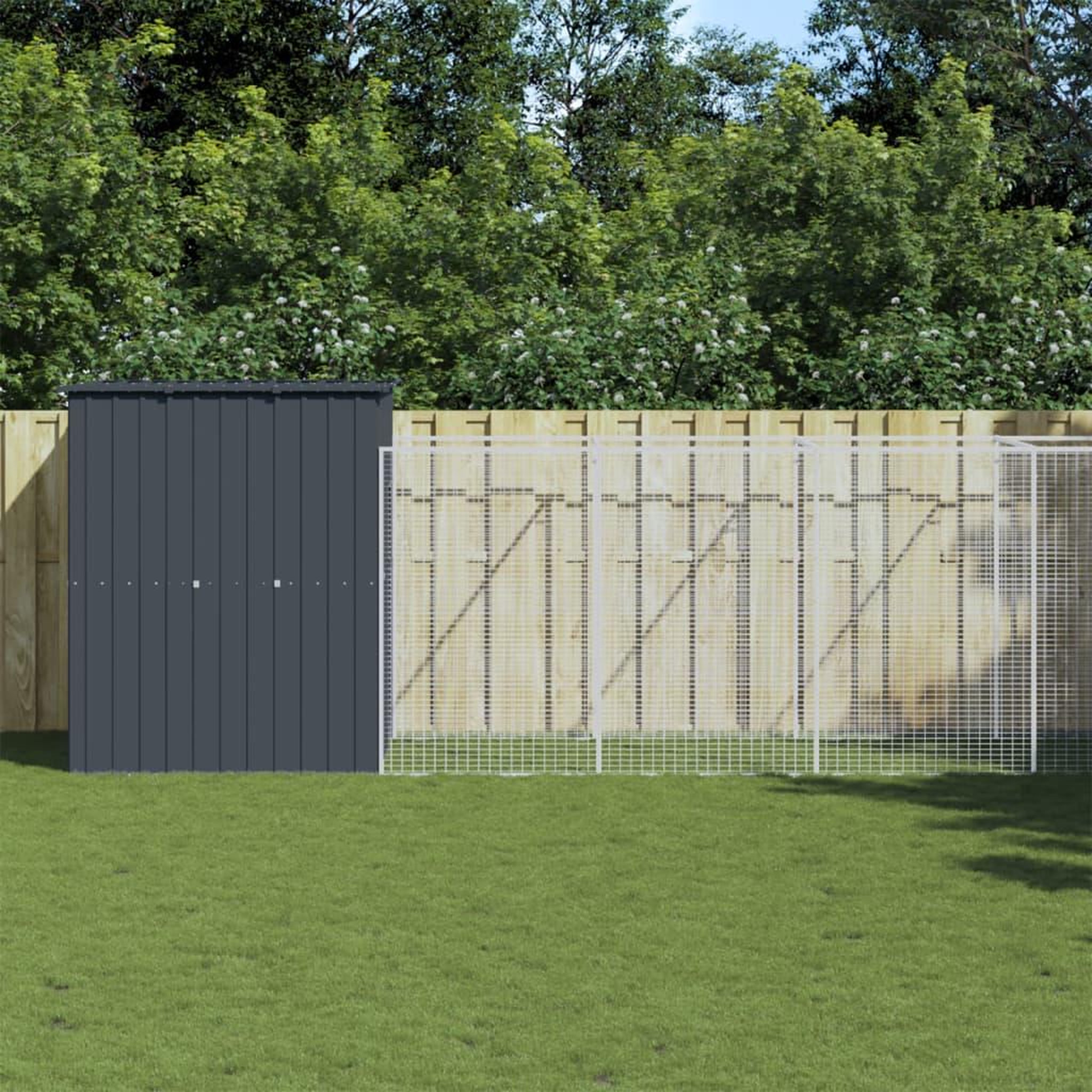 VIDAXL Niche pour chien avec cour anthracite 165x1067x181 cm
