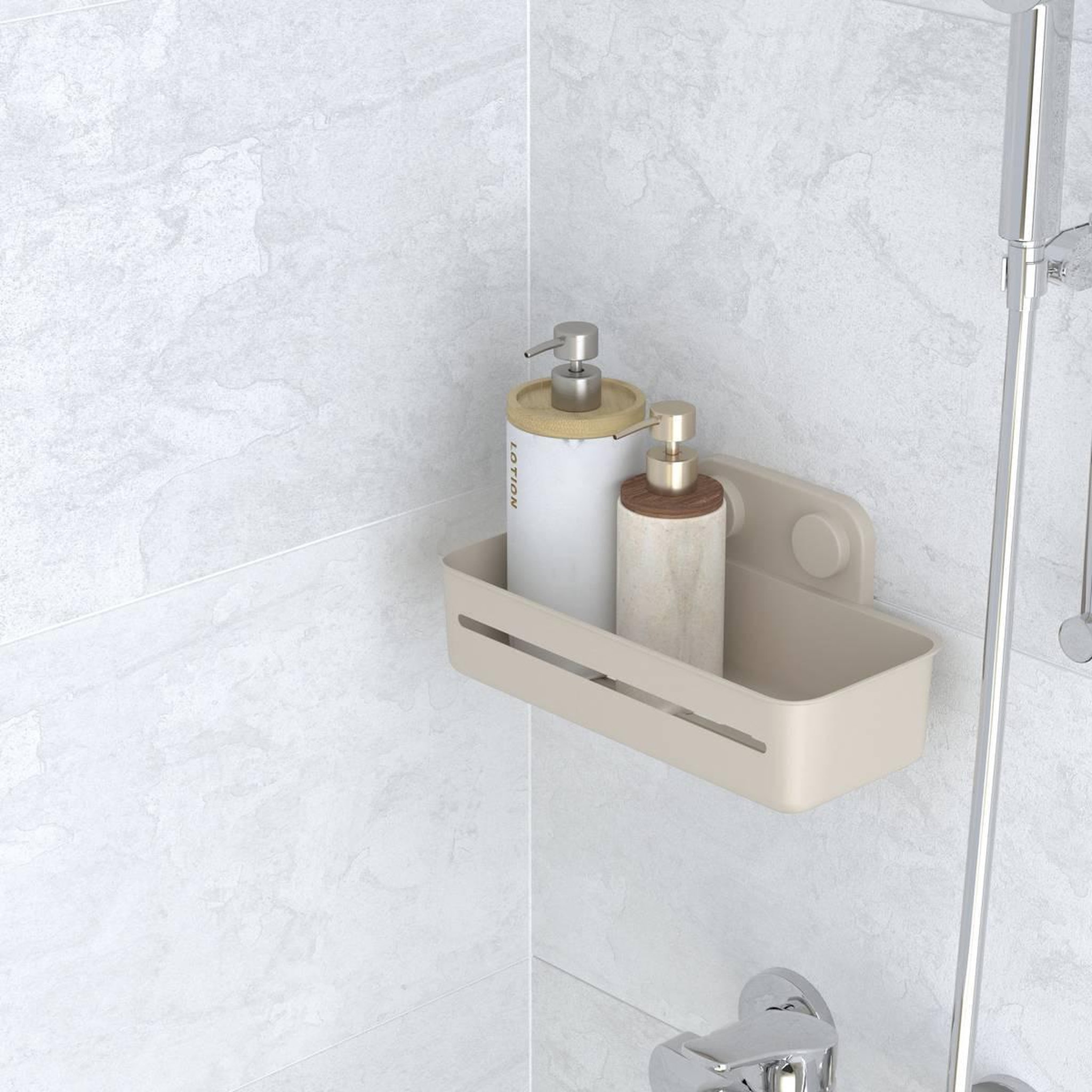 Voir la diapositive 3 : FIVE Étagère de douche  easy bath  27cm beige