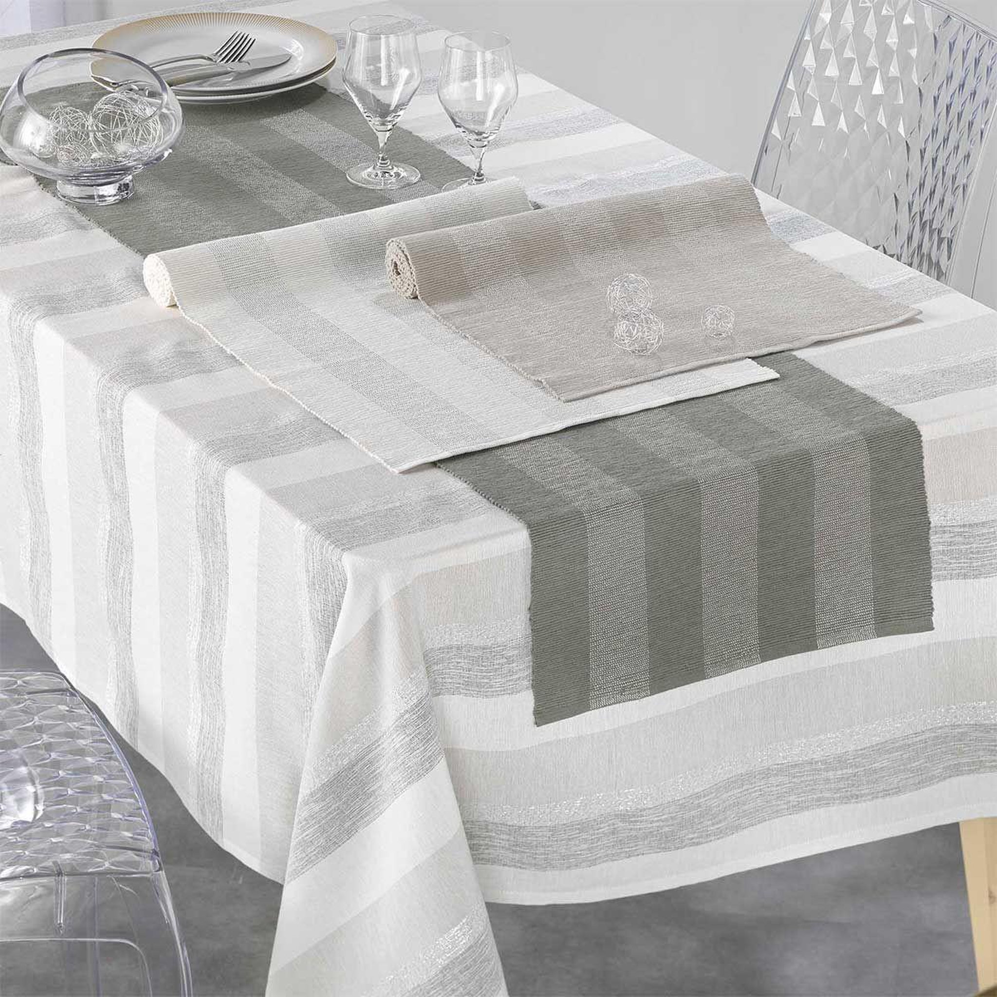 Voir la diapositive 3 : Douceur d'Intérieur Chemin de table en coton  eldora  40x140cm taupe