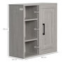 Voir la diapositive 3 : KLEANKIN Armoire haute murale de salle de bain ou WC placard 1 porte 3 niches dim. 48L x 20l x 50H cm panneaux particules gris
