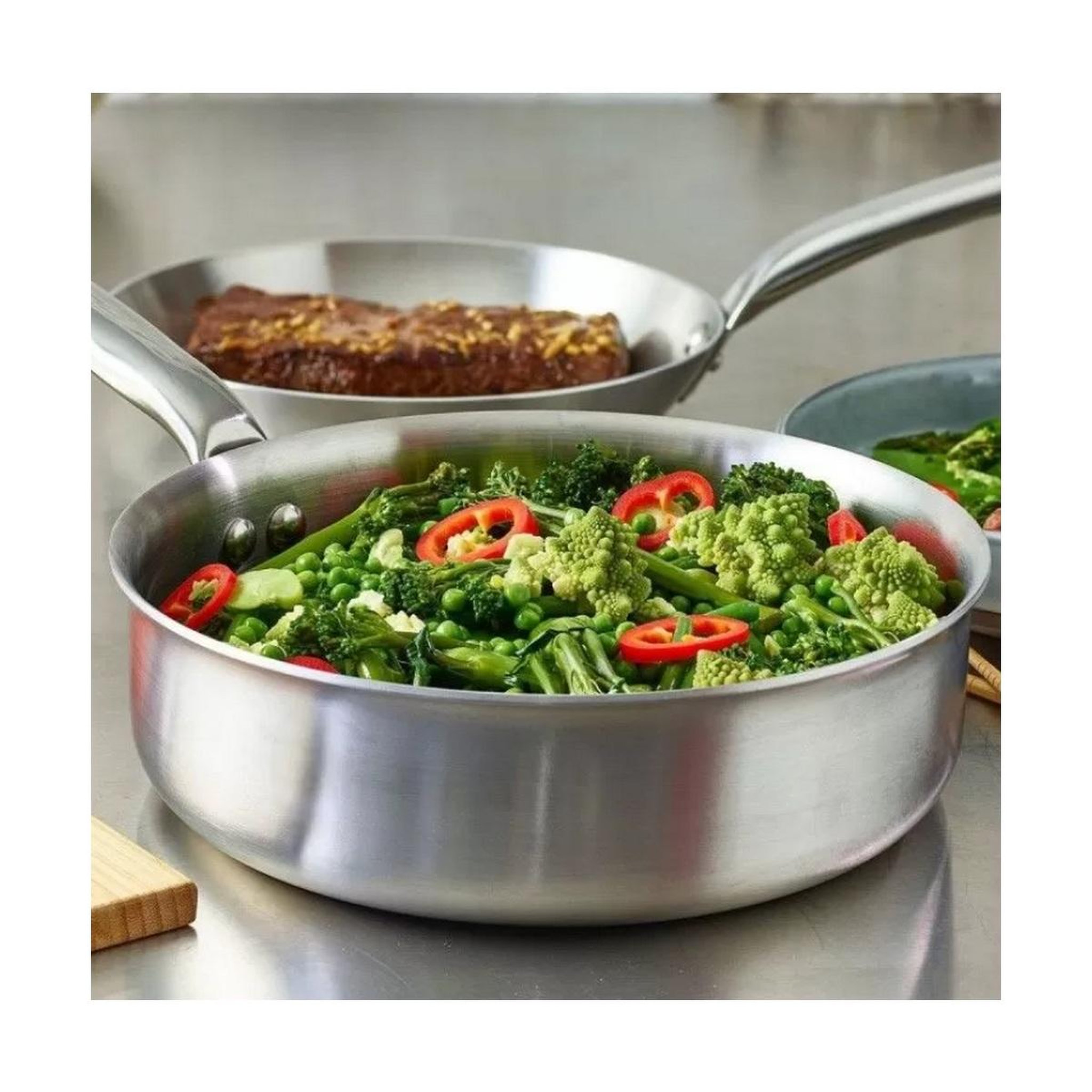 Voir la diapositive 4 : De buyer Sauteuse inox 24cm sans couvercle - 3602.24