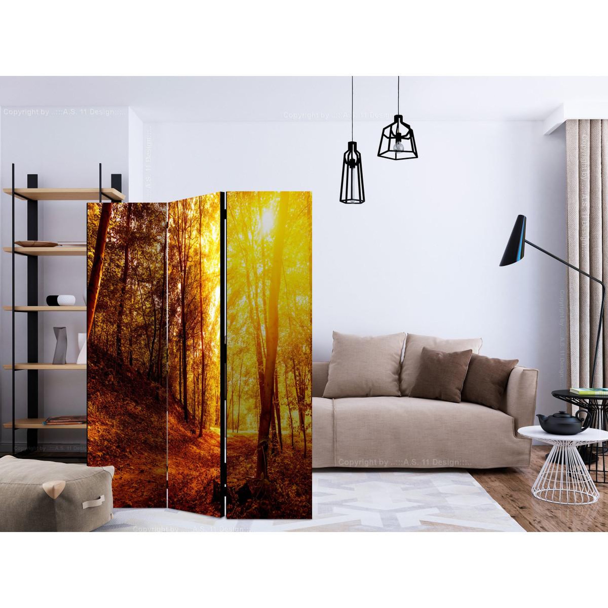 Voir la diapositive 2 : Paris Prix Paravent 3 volets  autumn walk  135x172cm