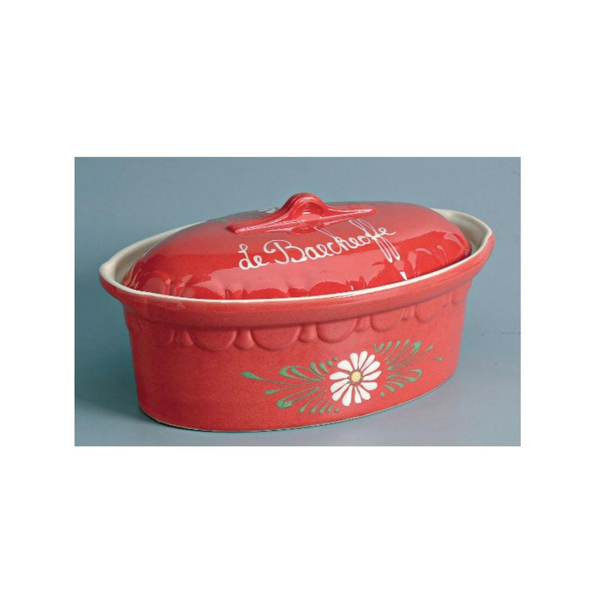 SIEGFRIED Terrine ovale 41.5cm décor rouge décor fleur blanches - 134 V 7