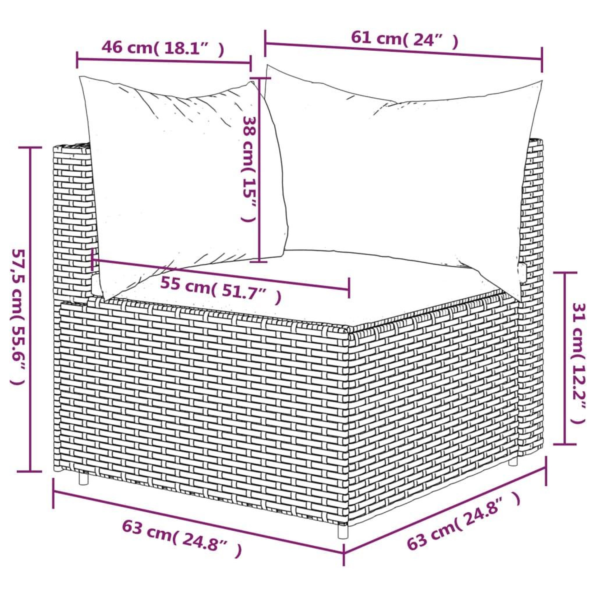Voir la diapositive 6 : VIDAXL Canape d'angle de jardin avec coussins gris resine tressee