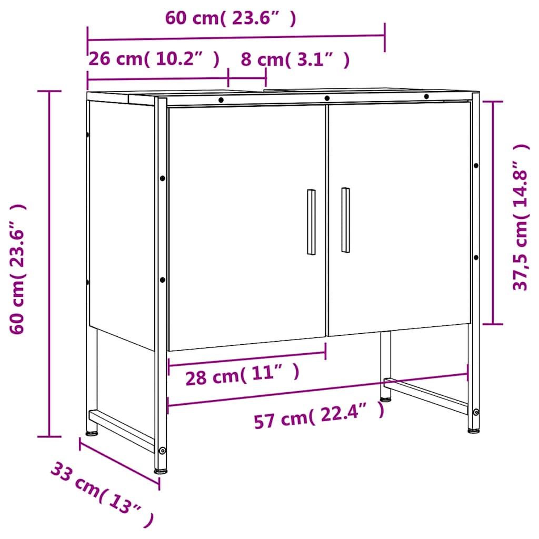 Voir la diapositive 6 : VIDAXL Armoire lavabo de salle de bain chene marron 60x33x60 cm