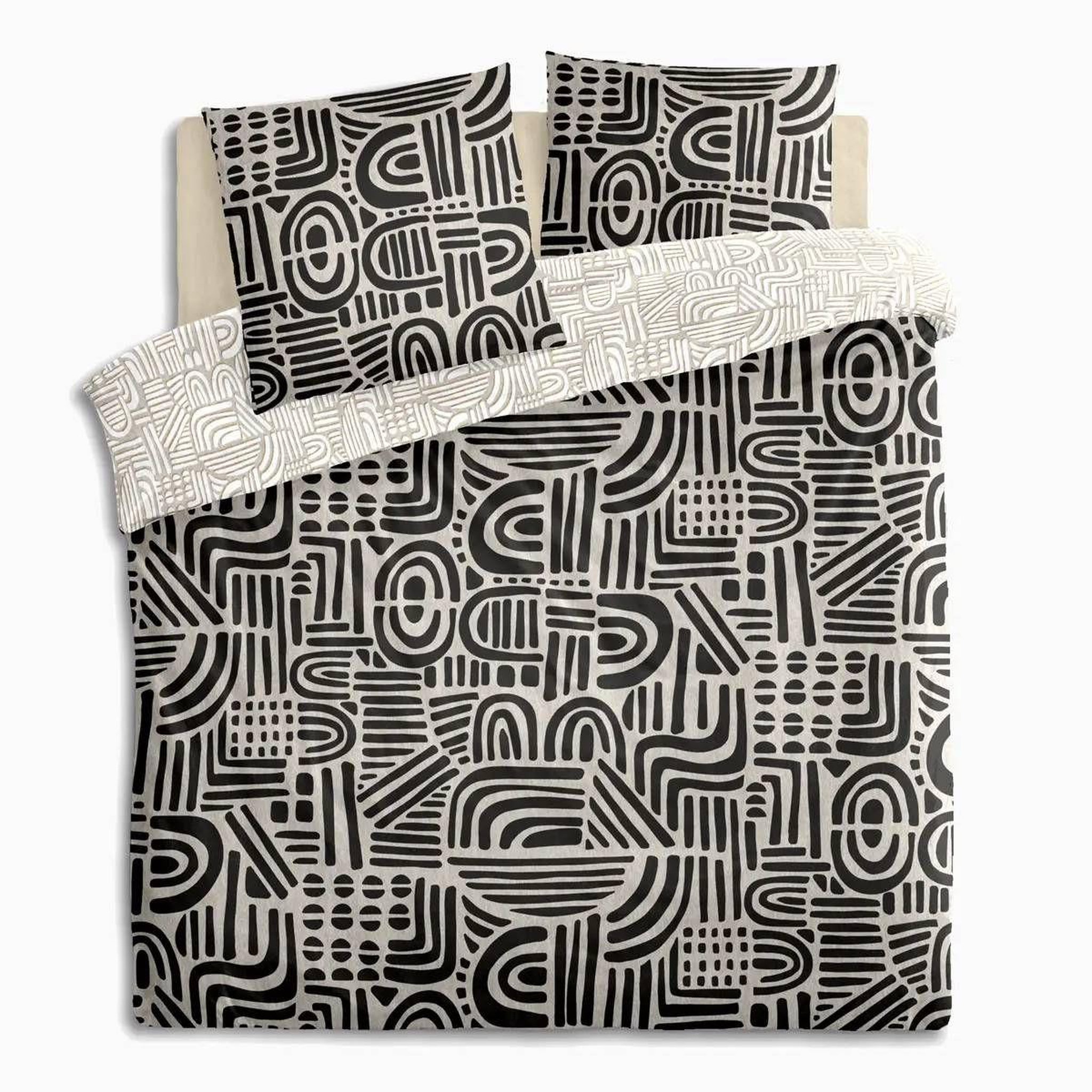 Voir la diapositive 2 : ATMOSPHERA Parure de lit 3 pièces  tipu  240x220cm noir