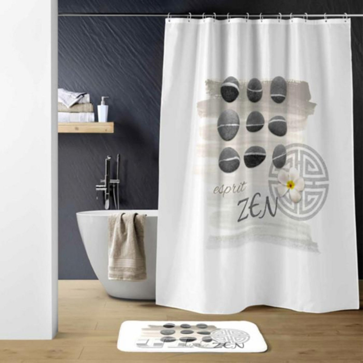 Paris Prix Rideau de Douche  Zenitude  180x200cm Blanc