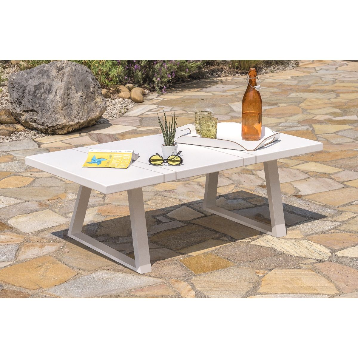 PARIS GARDEN Salon bas de jardin - 5 places - Aluminium - Blanc - IBIZA