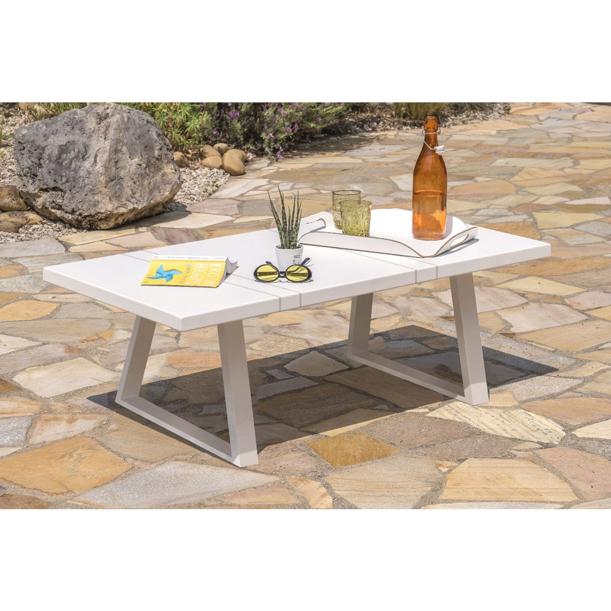 PARIS GARDEN Salon bas de jardin - 5 places - Aluminium - Blanc - IBIZA