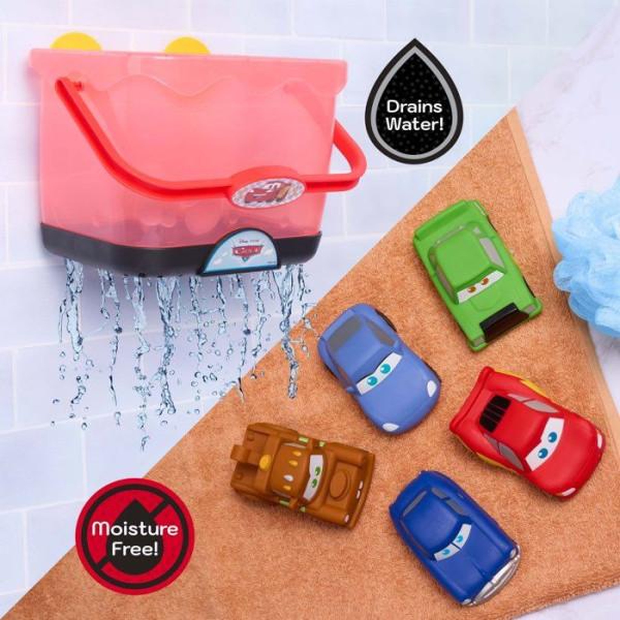 Voir la diapositive 3 : DISNEY Jouets de bain - DISNEY Cars - Set de 5 figurines - Panier de rangement - 12 cm