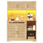 MERAX Buffet de cuisine 5 portes 1 tiroir - 120 cm naturel led mdf