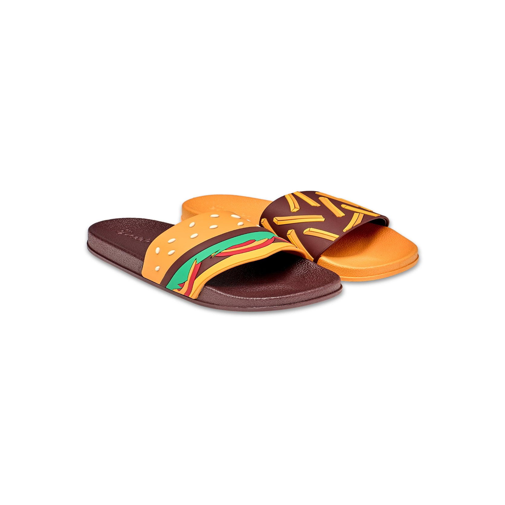 DEDOLES Claquettes burger frites. Coloris disponibles : Multicolore