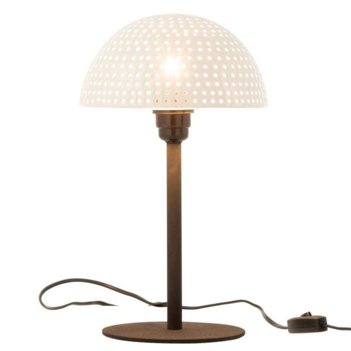 Paris Prix Lampe à Poser  Champignon Brillant  36cm Blanc