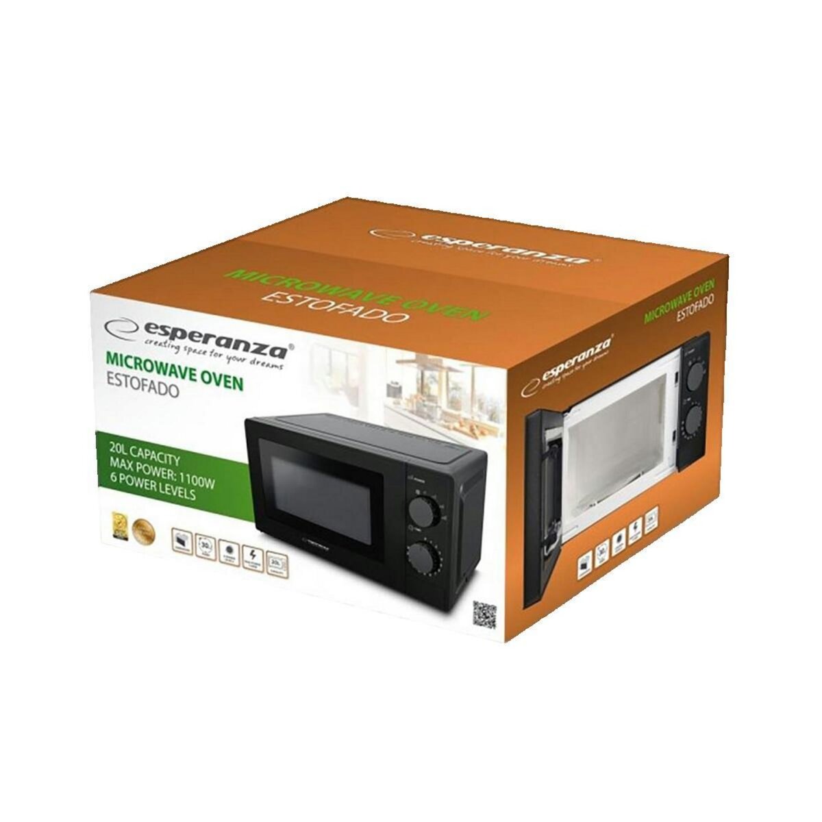 ESPERANZA Four à micro-ondes Esperanza 20 litres noir