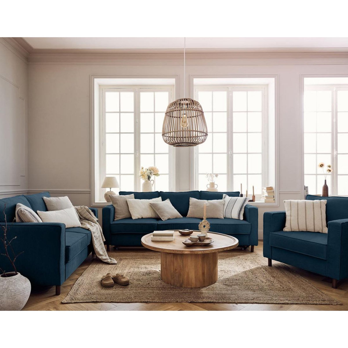 LISA DESIGN Jake - canapé 2 places en velours côtelé - pieds bois foncé