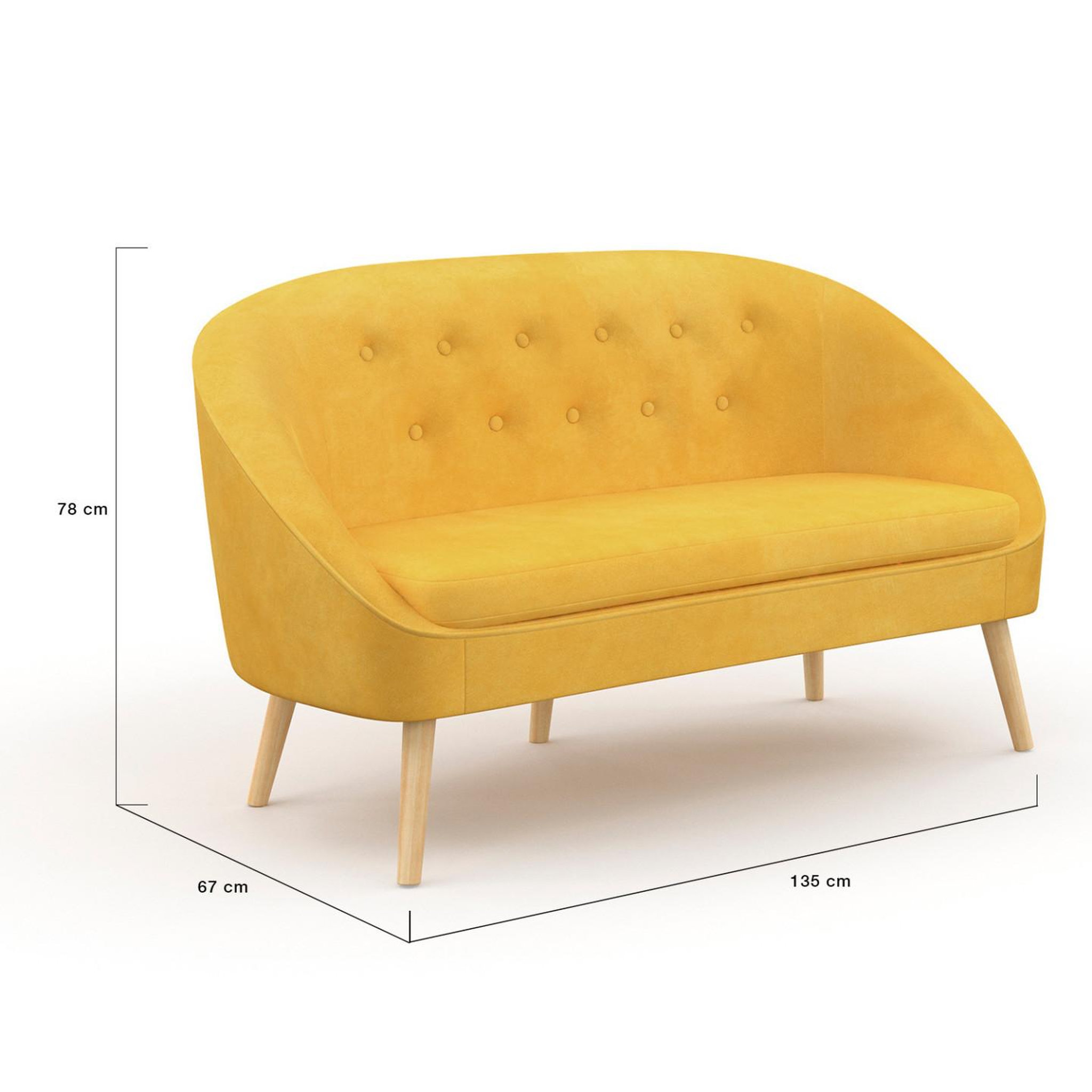 Voir la diapositive 5 : ID MARKET Canapé banquette sonia en velours jaune