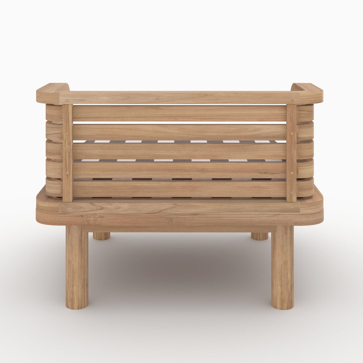 Rendez vous déco Canapé et fauteuil de jardin 3 places en teck massif, tissu rayé gris-Kilda