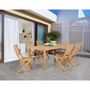 Voir la diapositive 2 : MARKET24 Ensemble repas de jardin 6 personnes - Table 160 x 90 cm + 6 chaises pliantes - Bois Eucalyptus FSC