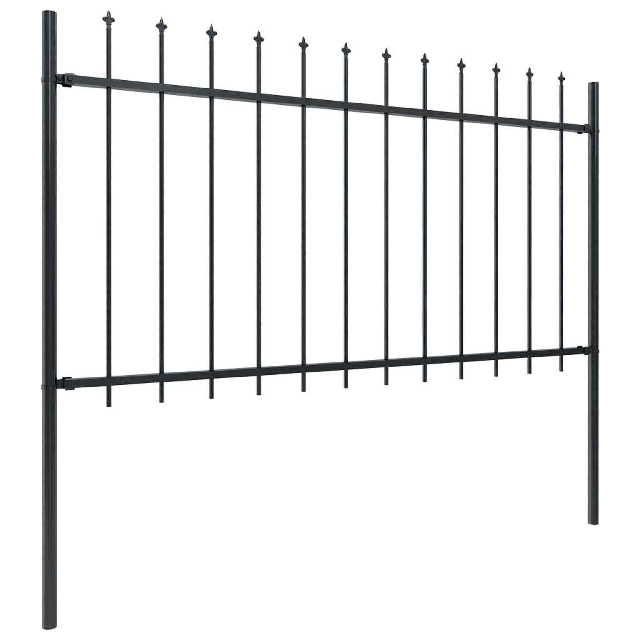 Voir la diapositive 2 : VIDAXL Cloture de jardin avec dessus en lance Acier 13,6 x 1 m Noir