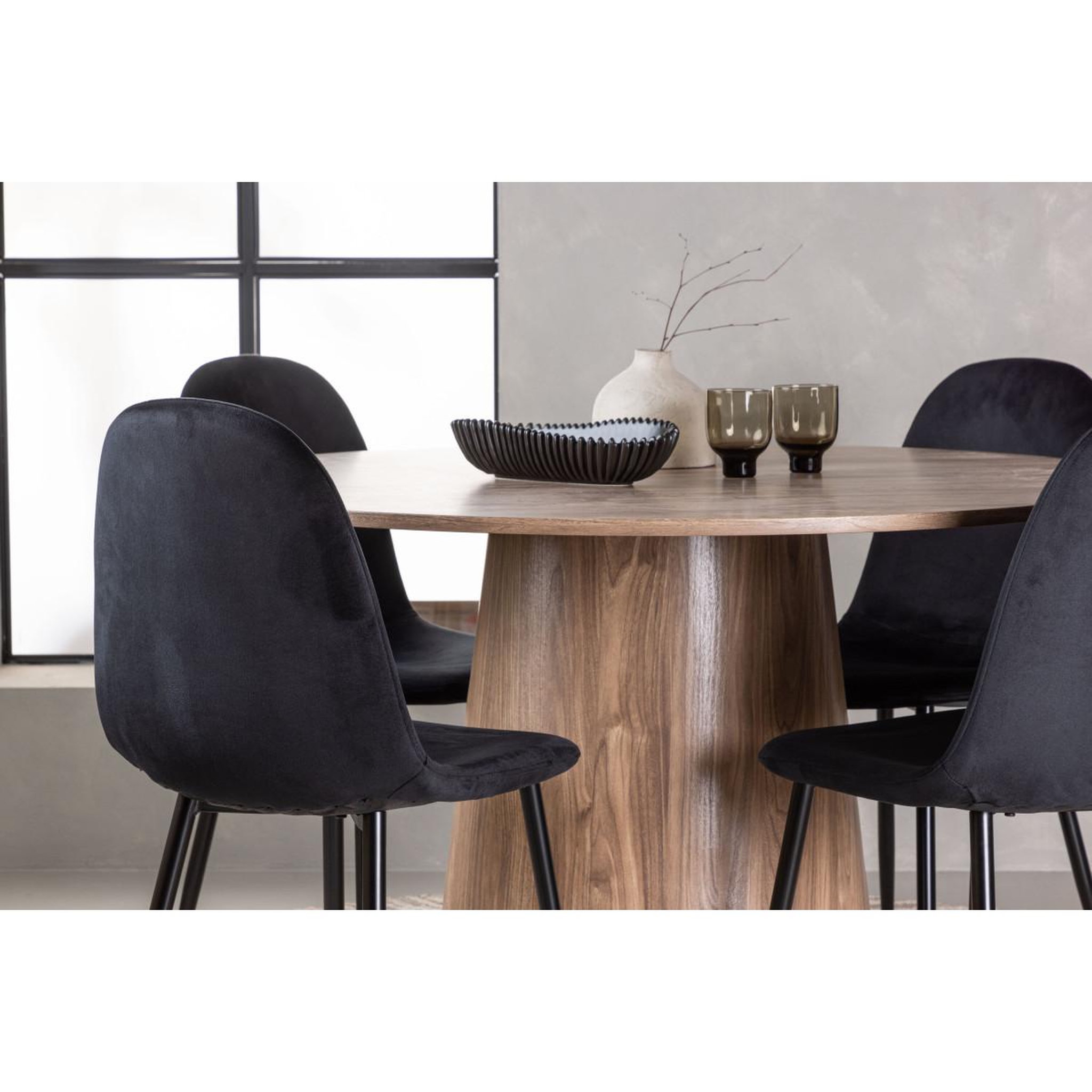 Voir la diapositive 4 : Paris Prix Ensemble table à manger & 4 chaises  lanzo & polar  120cm marron & noir