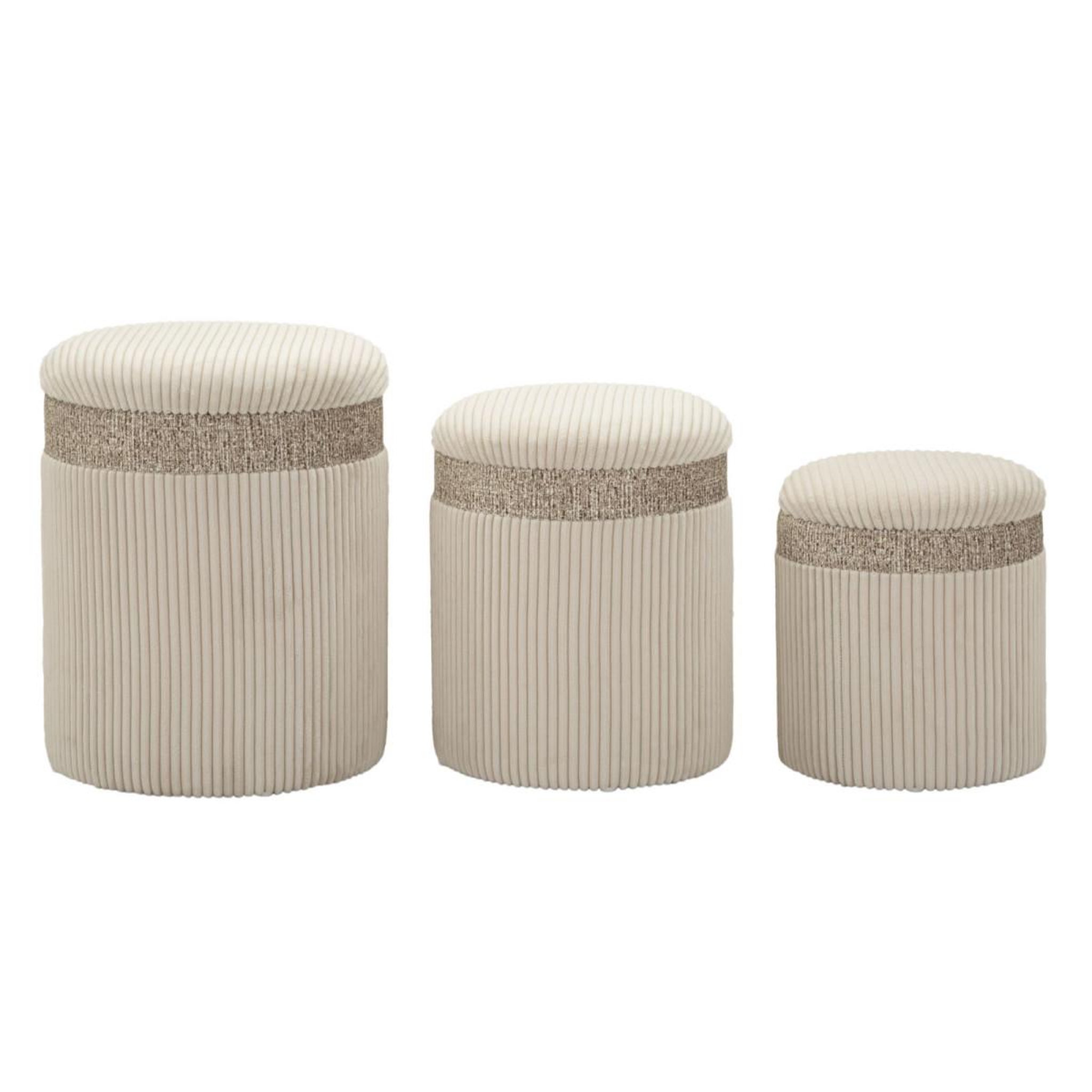 Paris Prix Lot de 3 poufs coffres  curtain  49cm crème