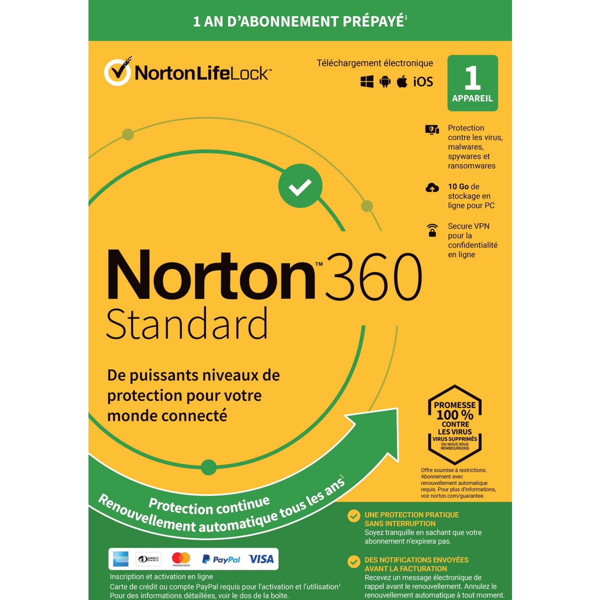 Voir la diapositive 2 : NORTON LIFELOCK Logiciel antivirus et optimisation 360 Standard 10Go 1 poste