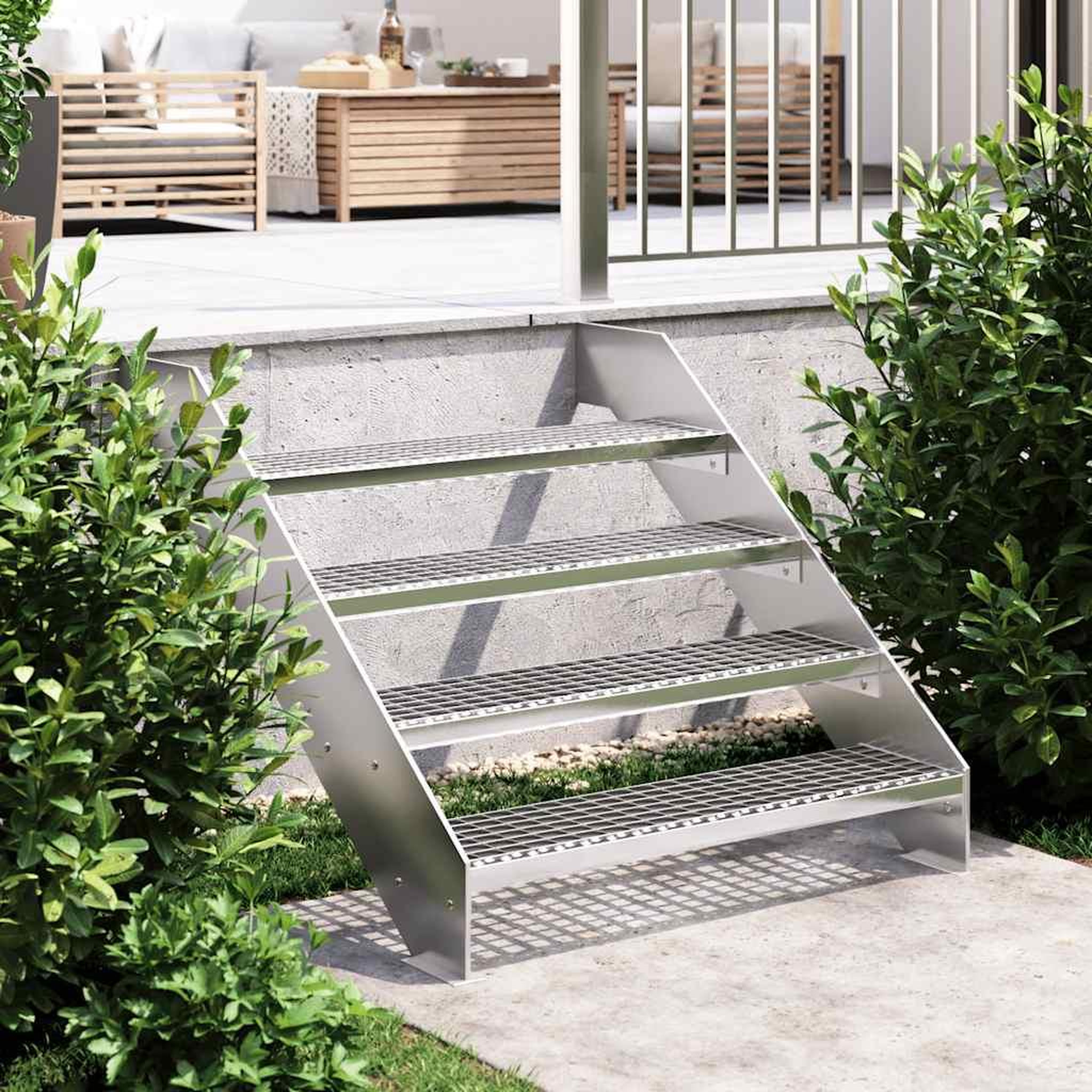 VIDAXL Escalier en caillebotis 90x24x7 cm acier galvanise