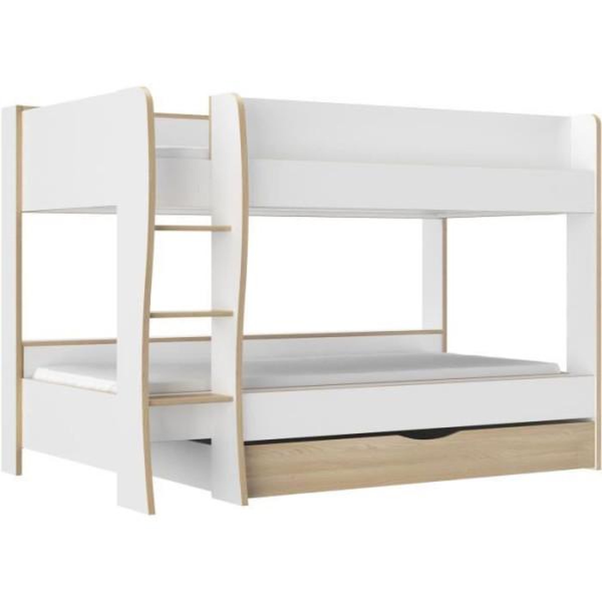GAMI Lits superposés - tiroir - roomy - blanc / chene naturel - gami