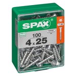 CENTRALE BRICO Lot de 100 vis acier tête autofraisée plate SPAX, Diam.4 mm x L.25 mm