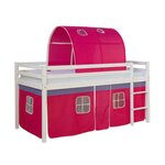 HomeStyle4U Lit rose mi-haut 90x200 cm sommier matelas tunnel