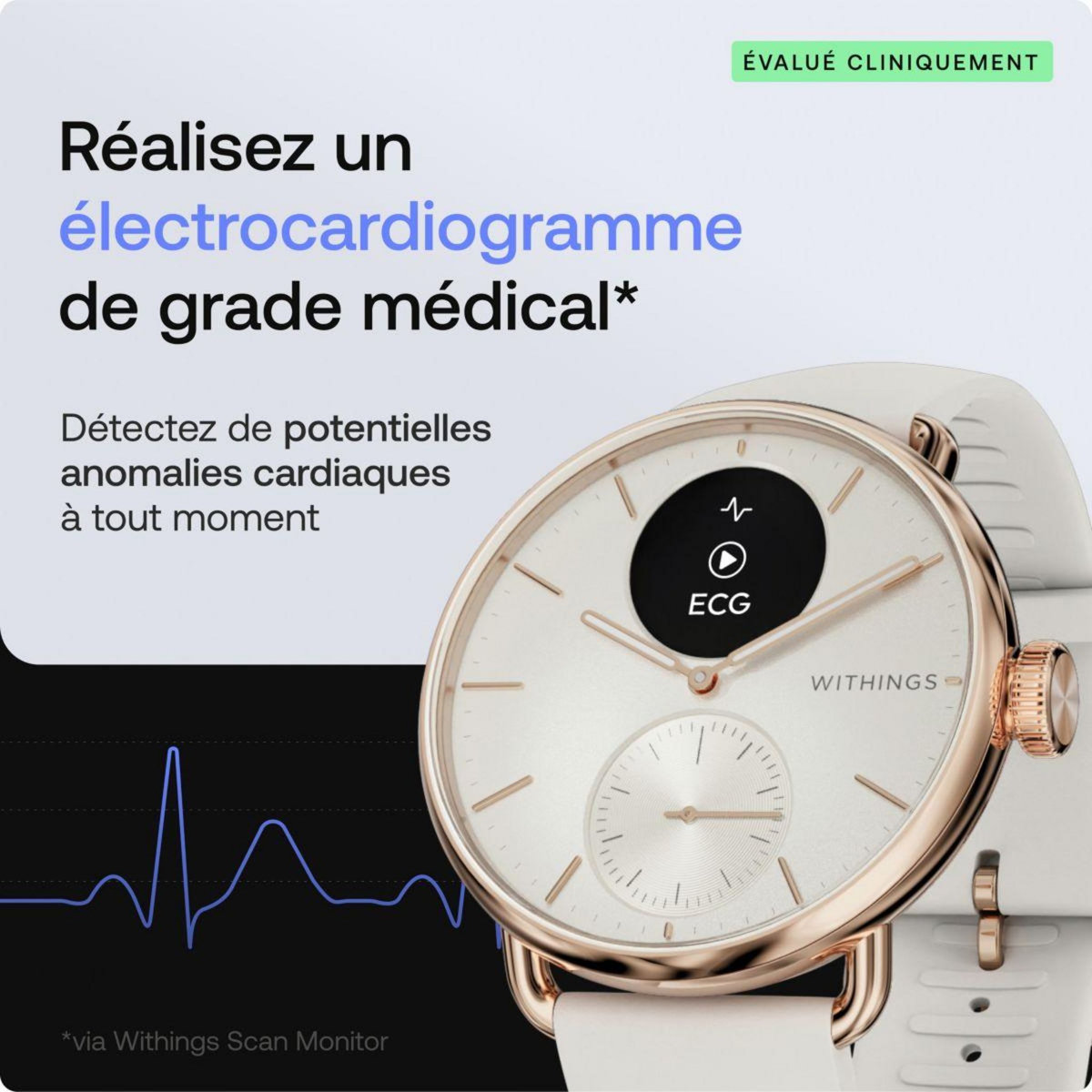 WITHINGS Montre santé Connecté Scanwatch 2 Rose Gold Sand 38mm