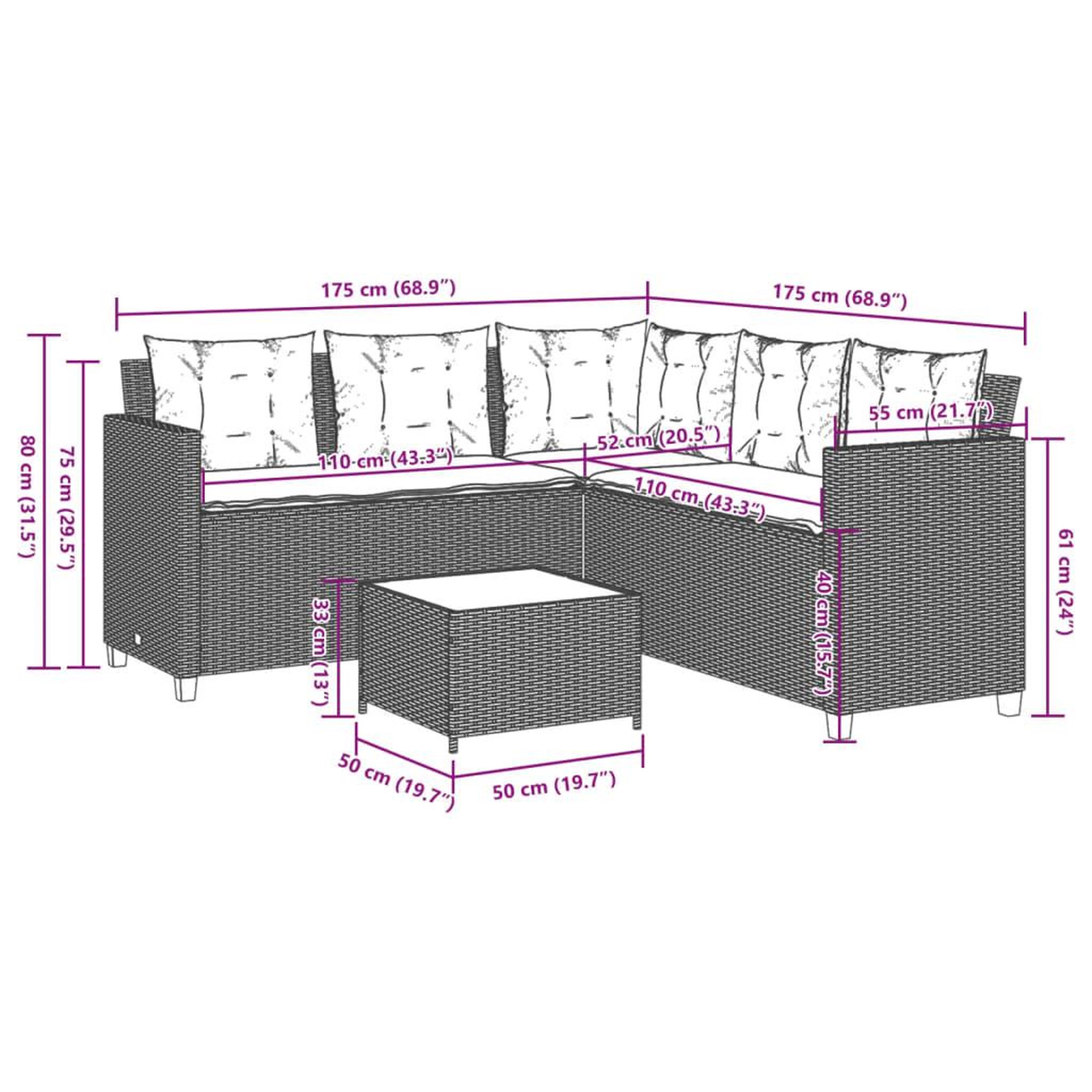 Voir la diapositive 6 : VIDAXL Canape de jardin avec table et coussins en forme de L gris