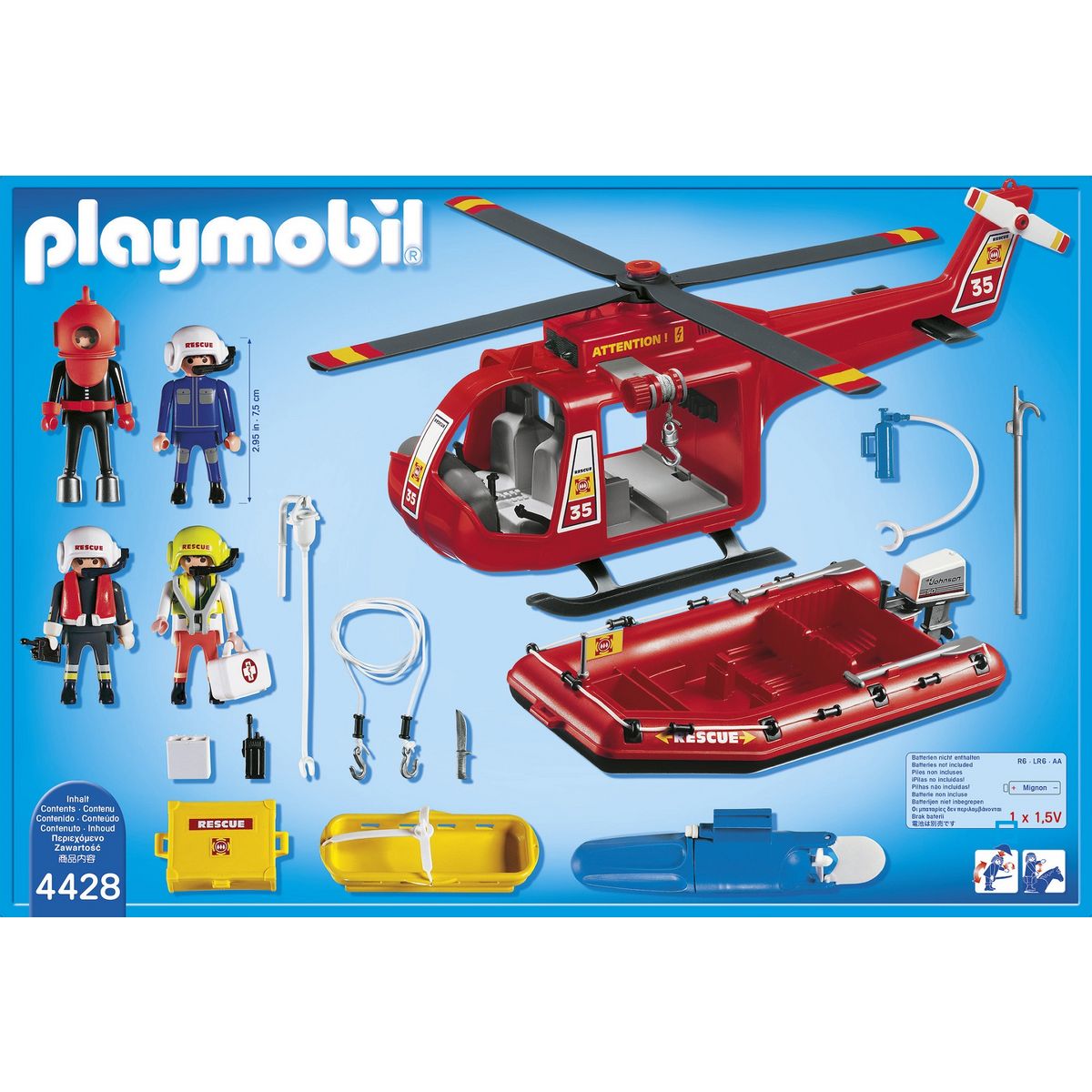 PLAYMOBIL 4428 - City Action - Sauveteur hélico bateau pneumatique