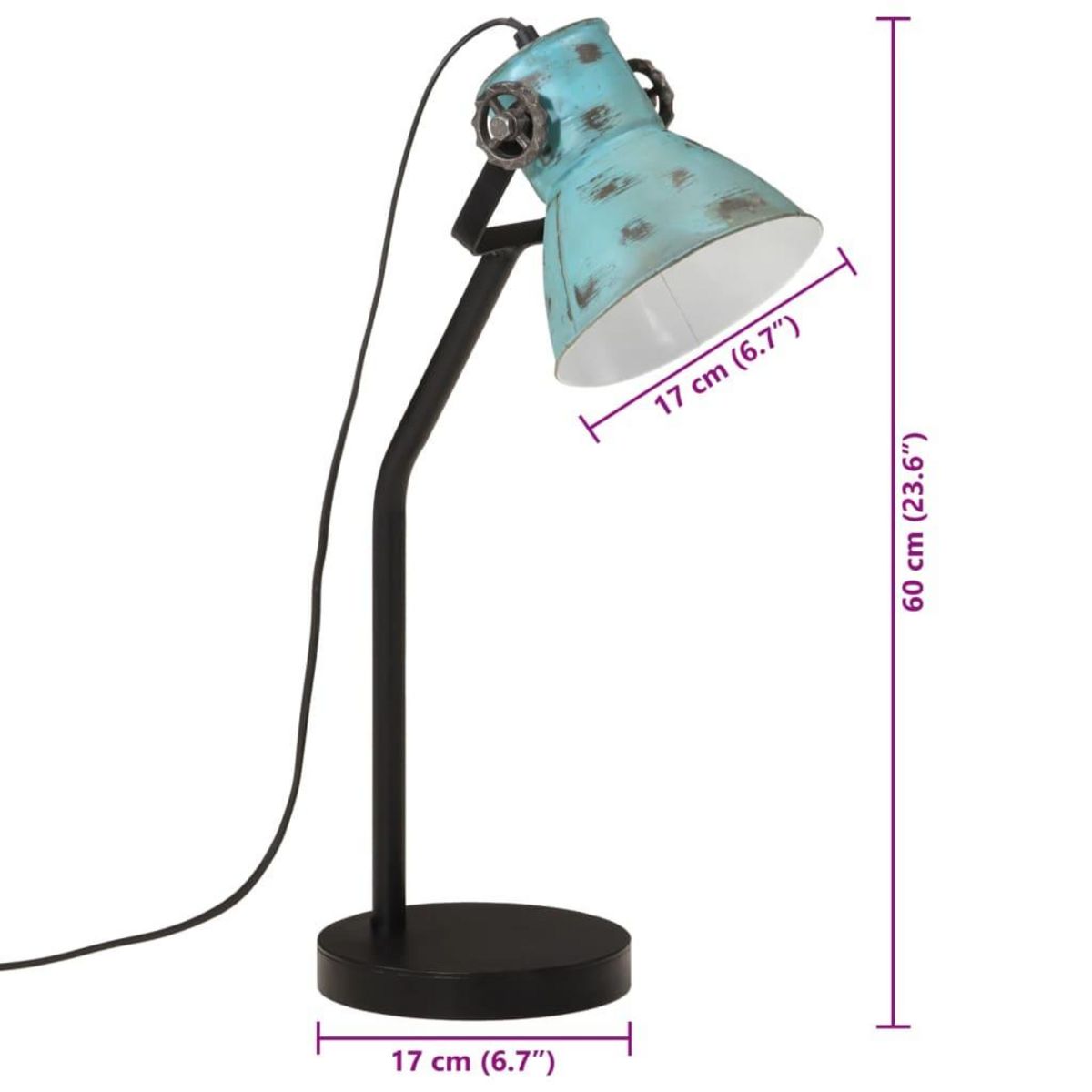 VIDAXL Lampe de bureau 25 W bleu delave 17x17x60 cm E27