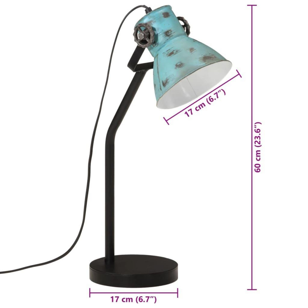 VIDAXL Lampe de bureau 25 W bleu delave 17x17x60 cm E27