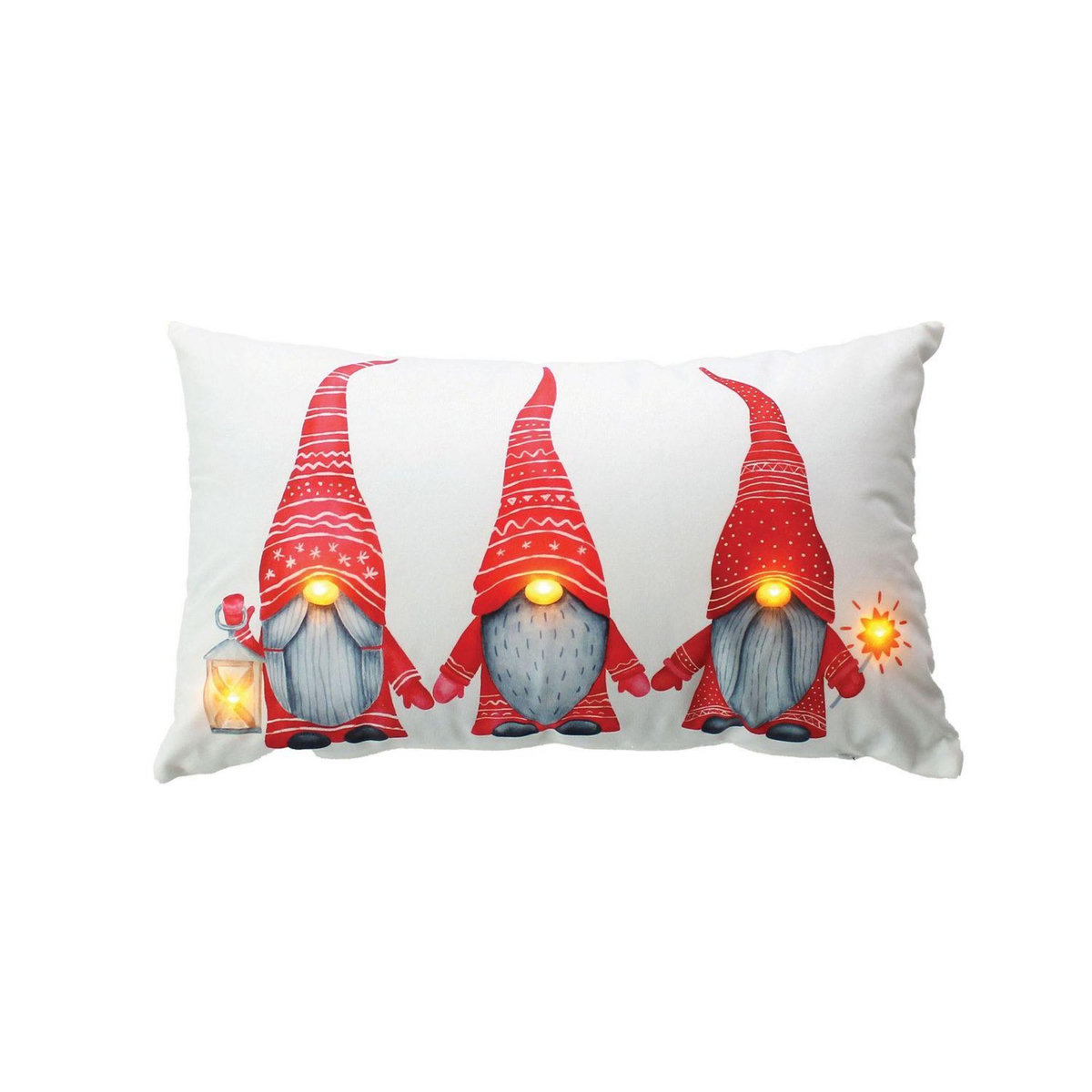 TOILINUX Coussin rectangle lumineux en velours imprimé lutin - 30 x 50 cm