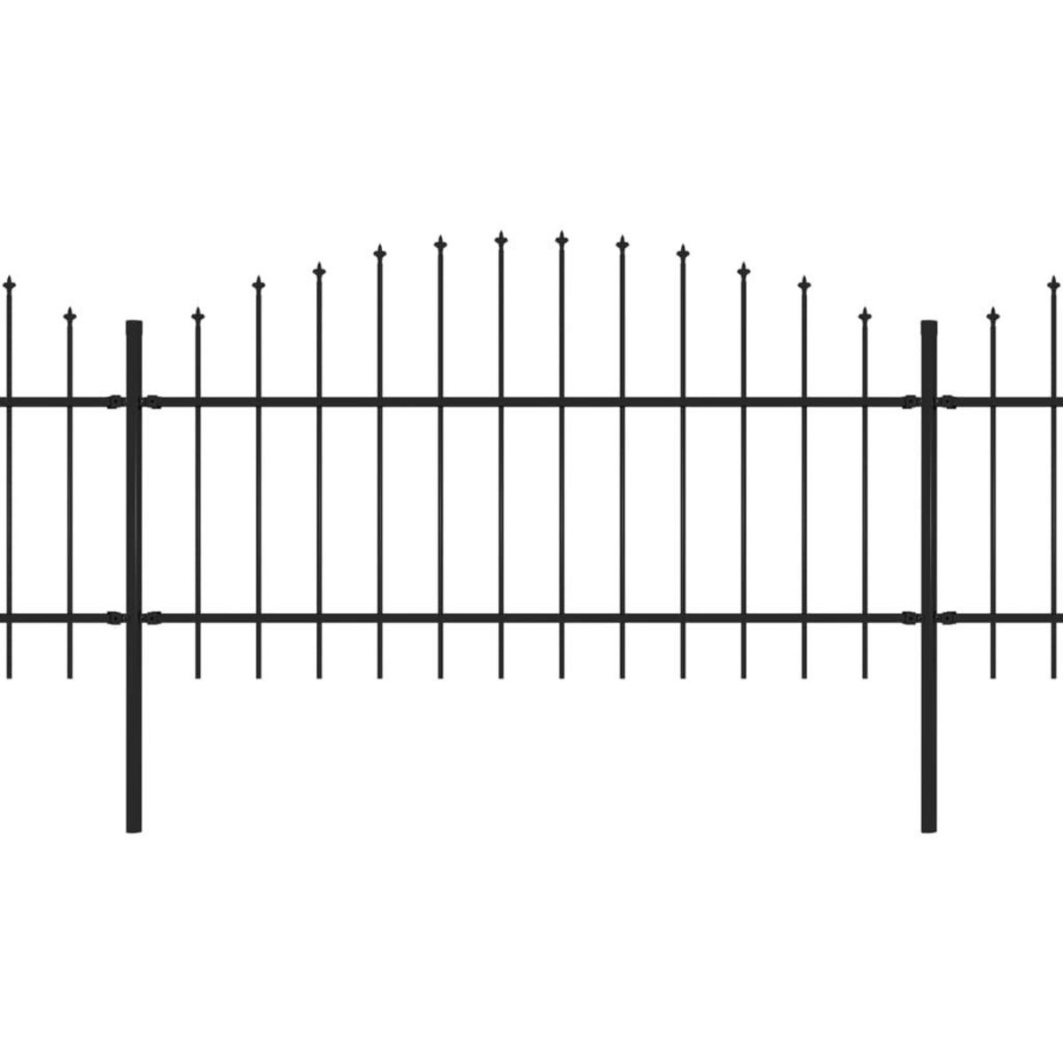 VIDAXL Cloture de jardin a dessus en lance Acier (1-1,25)x13,6 m Noir