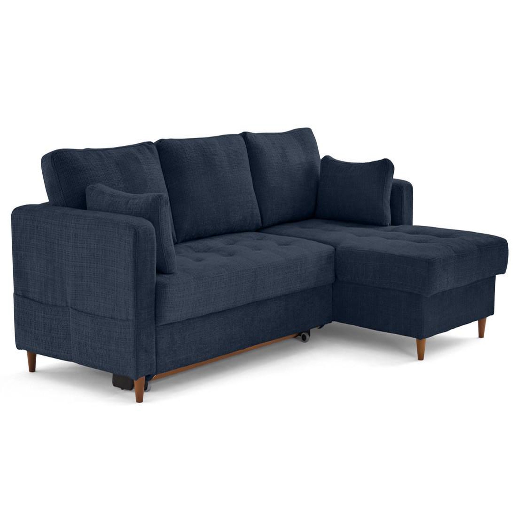 Voir la diapositive 4 : LISA DESIGN Anna - canapé d'angle droit 4 places convertible avec coffre en velours texturé