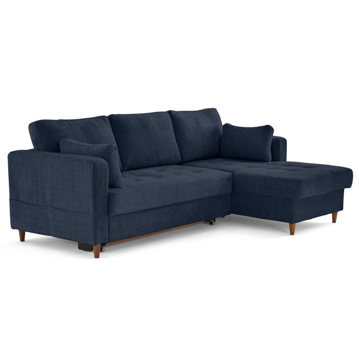 LISA DESIGN Anna - canapé d'angle droit 4 places convertible avec coffre en velours texturé