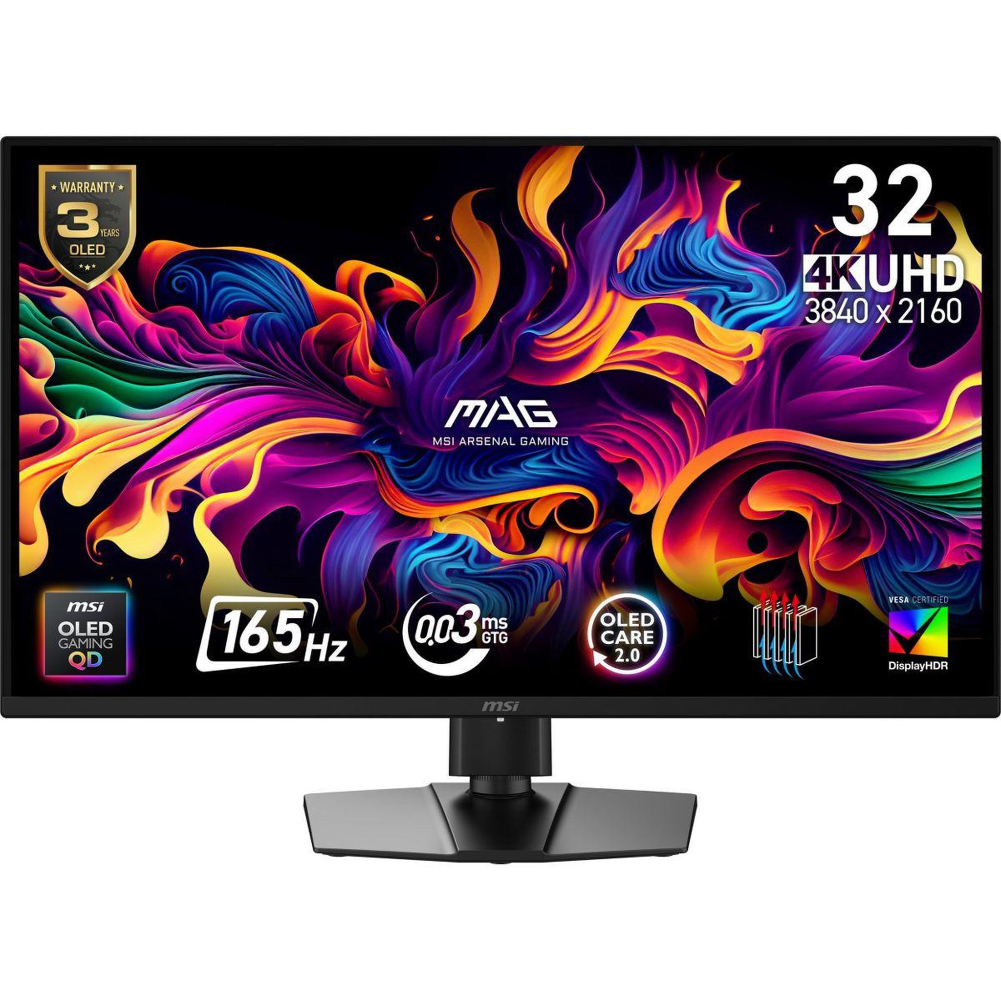 Voir la diapositive 2 : MSI Ecran pc gamer mag 322up e16 32  4k 165hz qd-oled hdr true black 400 hdmi 2.1 usb-c 15w